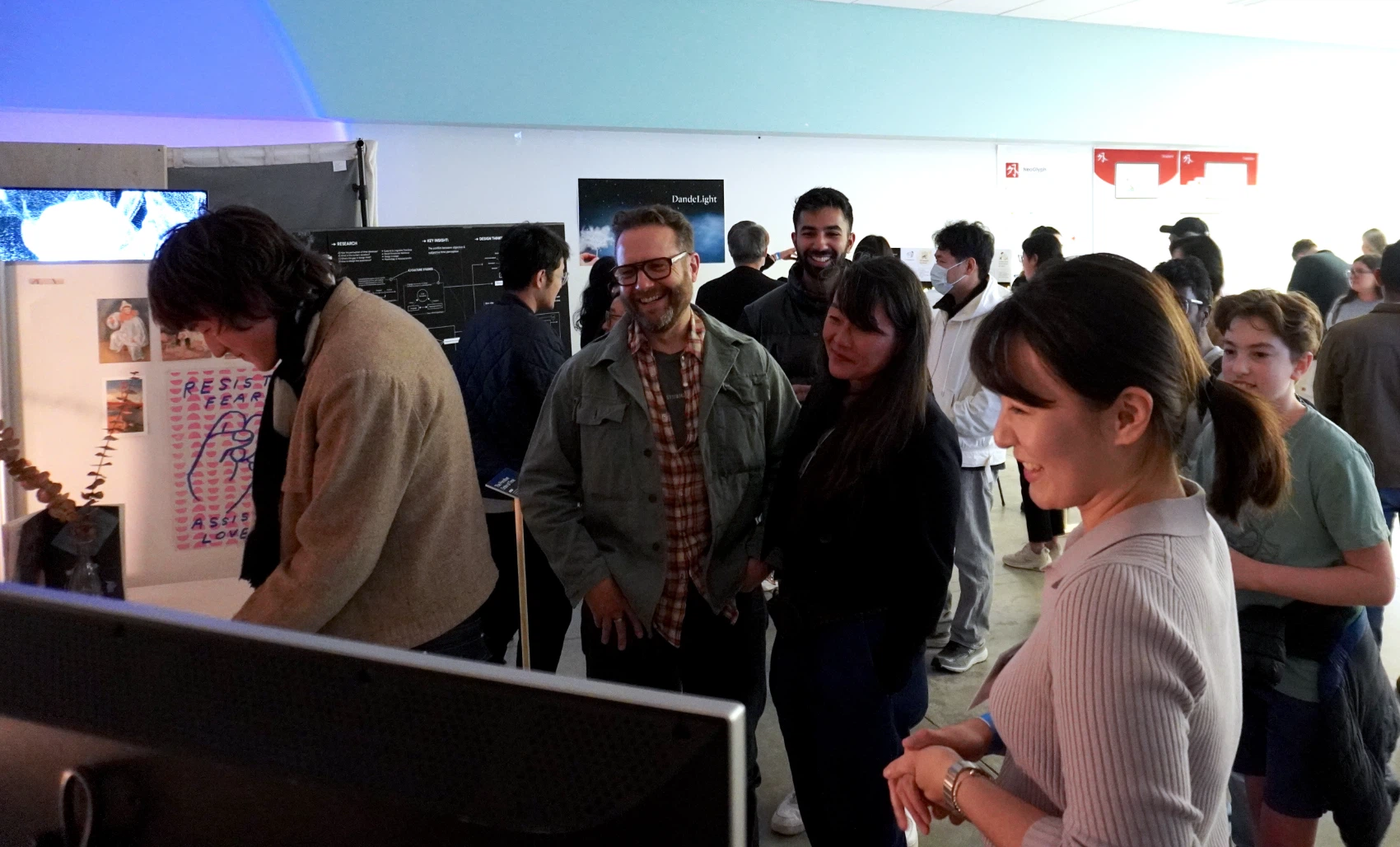 A crowded room at the thesis exhibition