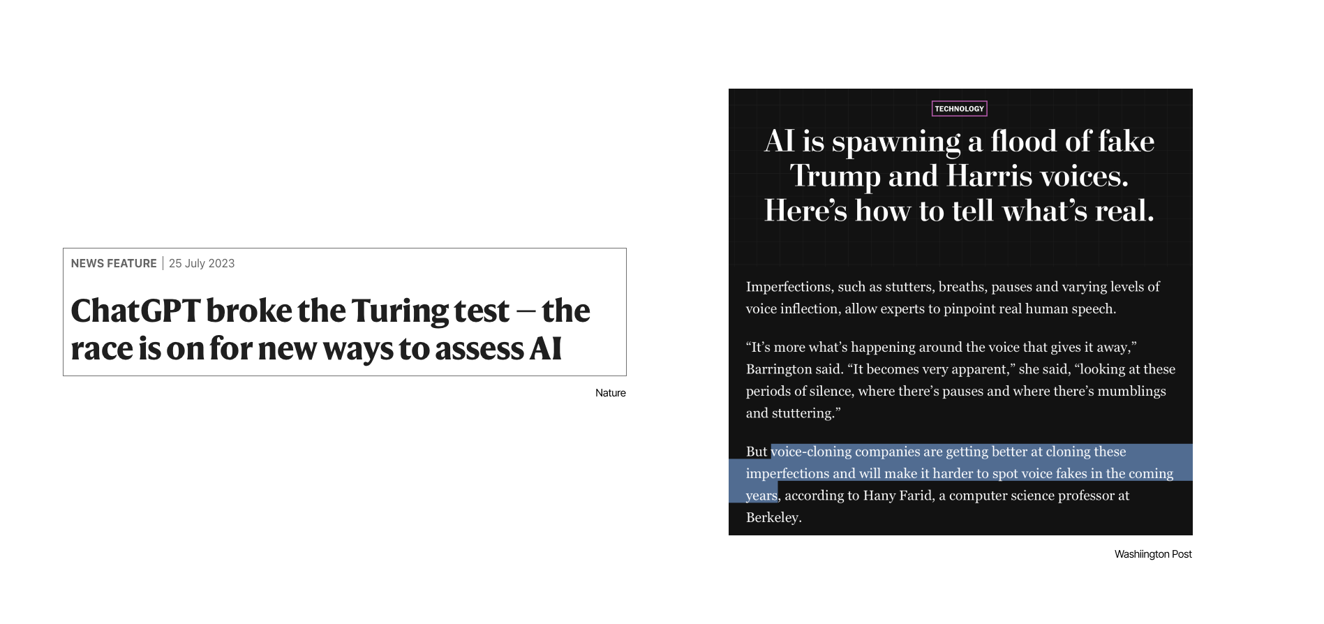 Headlines: ChatGPT broke the Turing test, and a report on identifying AI-generated political voices