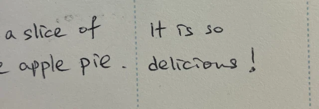 Handwritten diary entry: A slice of apple pie